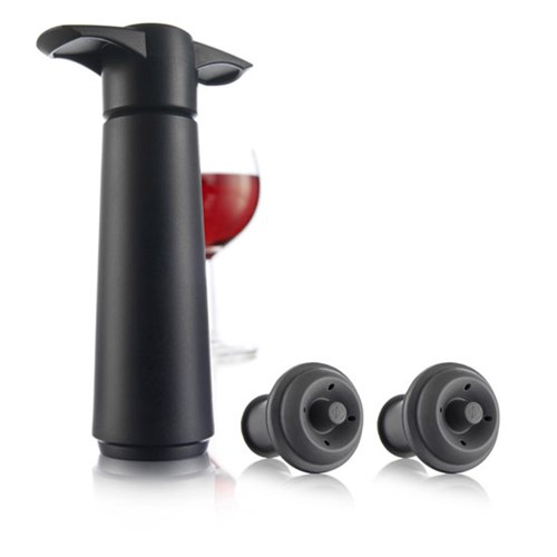 Vakuumpump - Wine Saver, Svart med 2st vinproppar