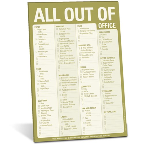 Checklista - kontorsmaterial, All out of