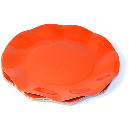 Engångsartiklar till fest, orange, Papptallrikar