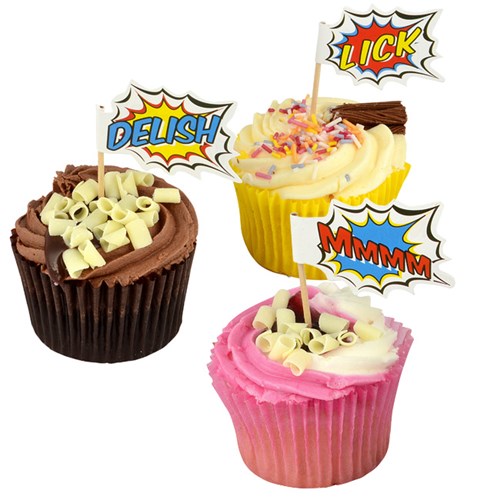 Festartiklar - Pop Art Superhero Party, Cupcake dekorset