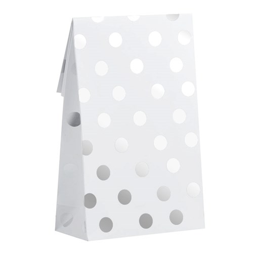 Festartiklar - Prickiga, silver, Presentpåsar