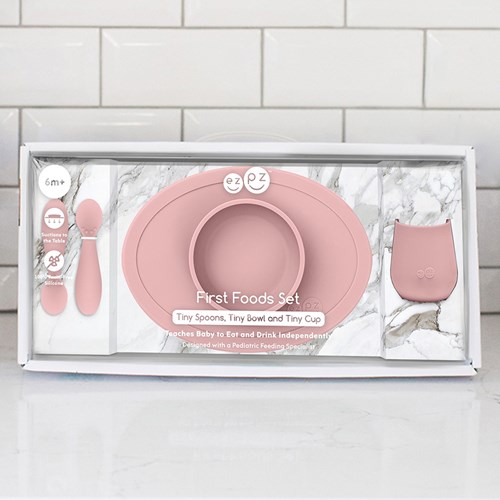 First Food Set - Barnservis i silikon, rosa, Rosa