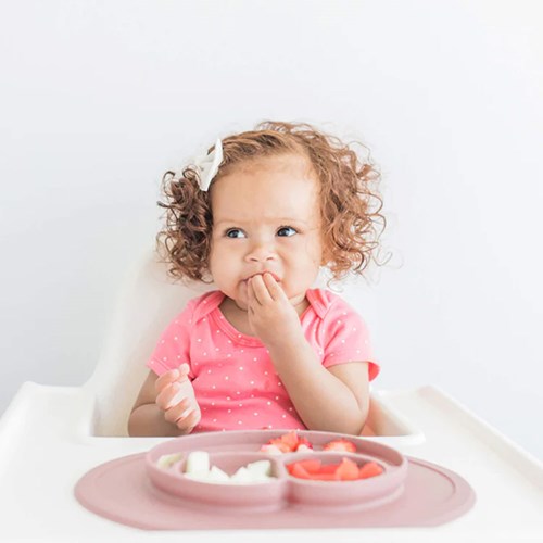 Mini Mat - Portionstallrik i silikon, rosa, Rosa