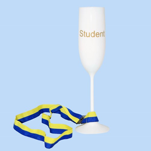 Studenthänge - Champagneglas, Blå / Gul
