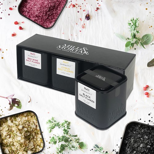 Flingsalt set: Rödvinssalt, Citronsalt & Svart salt, 3-pack