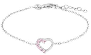 Silverarmband Silverhjärta m. rosa stenar