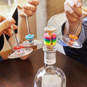 Markörer för vinglas Rainbow + flaskpropp