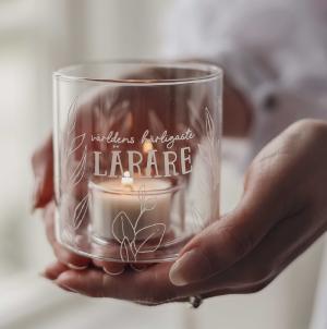 Ljuslykta Världens härligaste lärare (klarglas) - Majas lyktor/ Barncancerfonden