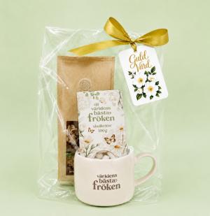 Presentset Fröken Guld Värd i cellofan - Presenteriet