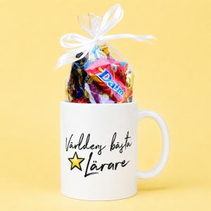 Mugg Världens bästa Lärare med godis - Presenteriet