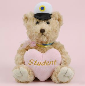 Studentnalle (beige) med rosa hjärta